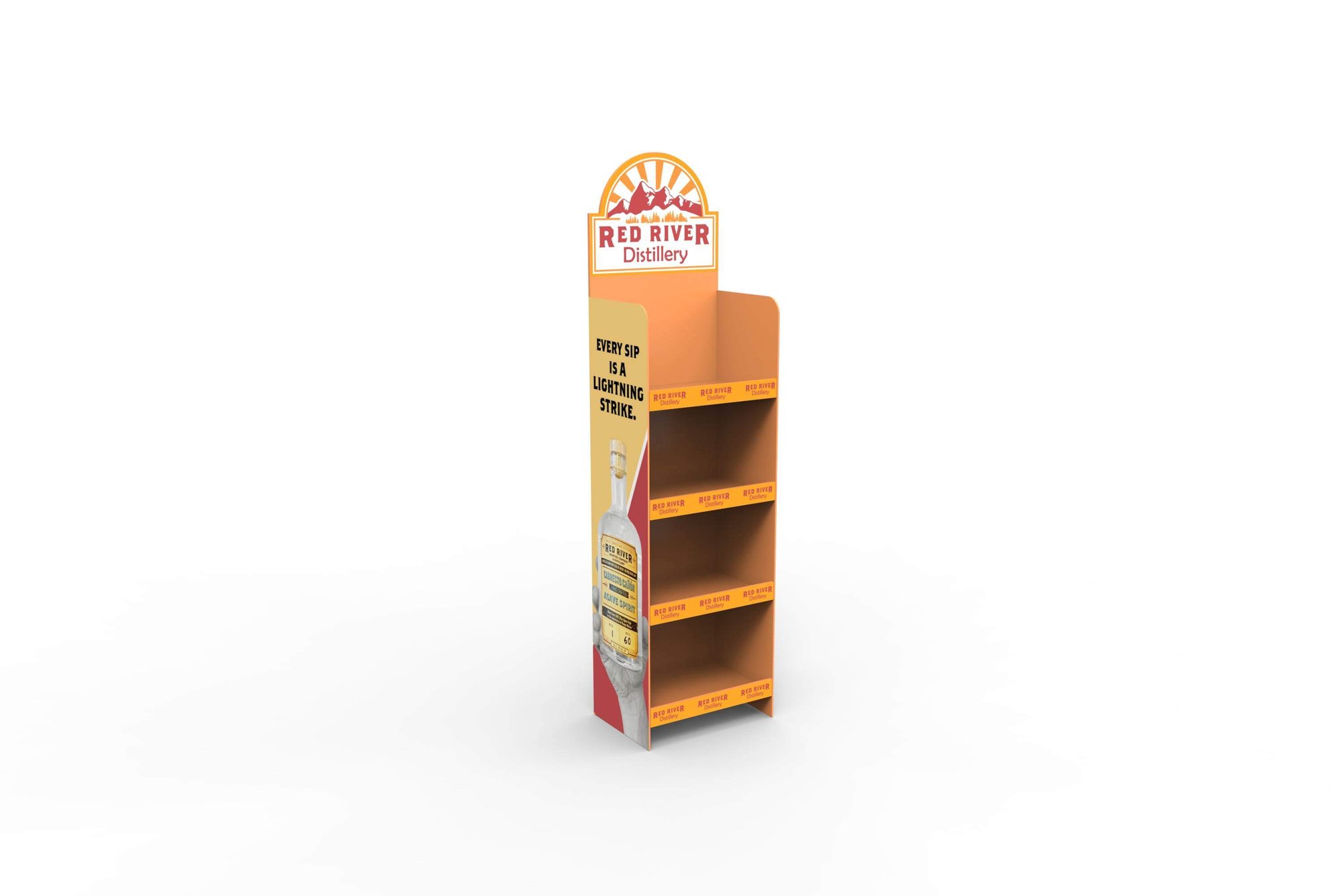 RRD Wooden 4-Shelf Display Proof - Front View